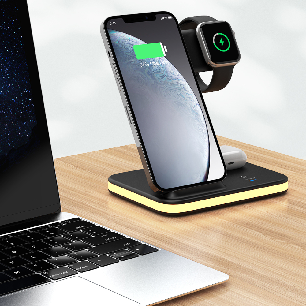 4-in-1 Wireless Charging Station with Night Light – Premium Corporate Gift Set