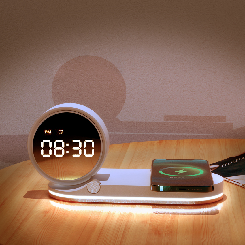 LC-0208  3-in-1 Wireless Charging Station with LED Clock & Night Light – Premium Corporate Gift Set