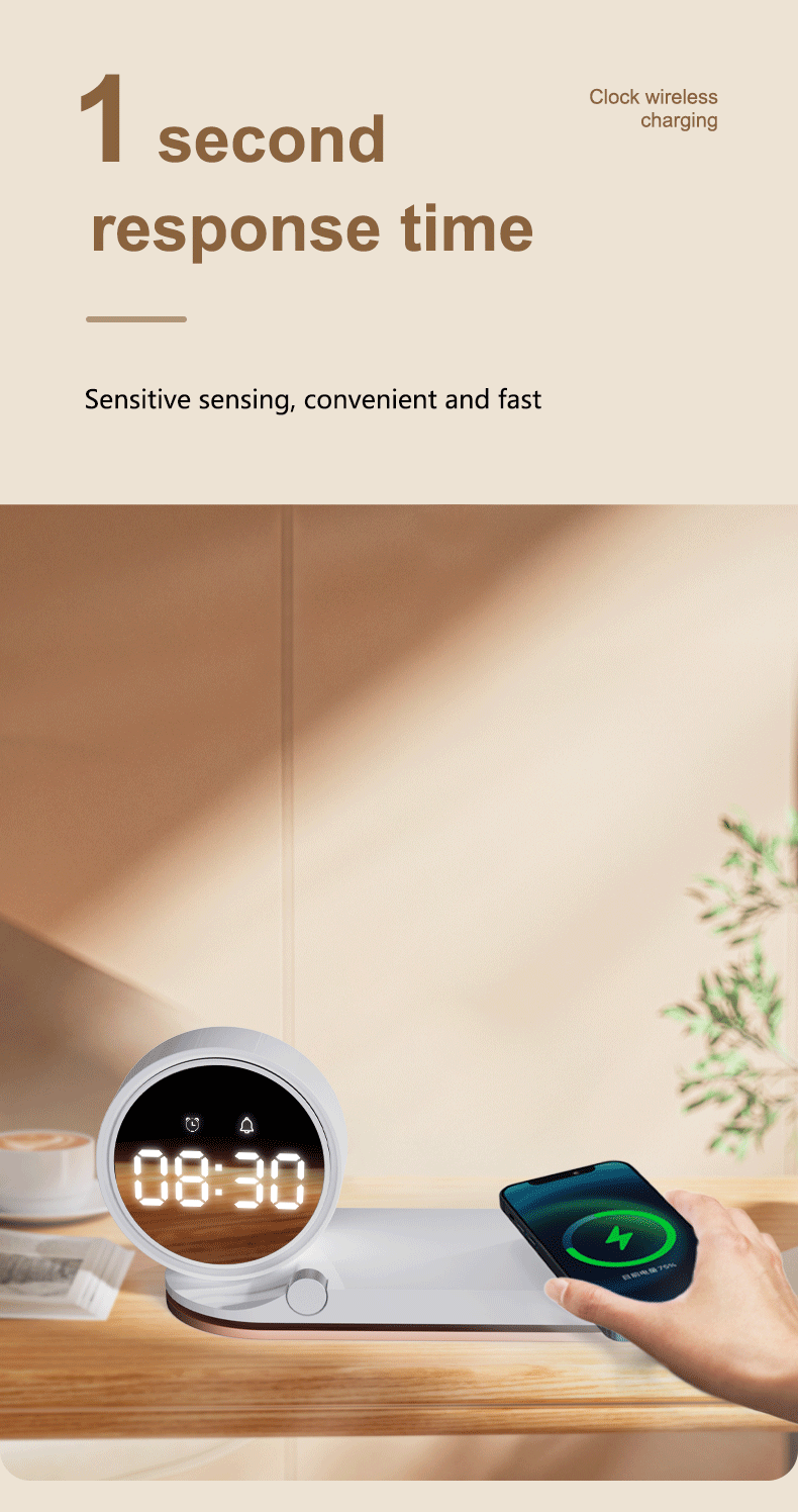 LC-0208  3-in-1 Wireless Charging Station with LED Clock & Night Light – Premium Corporate Gift Set