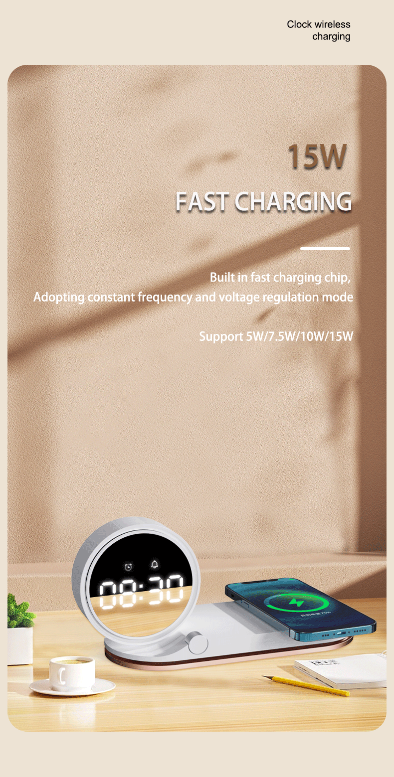 LC-0208  3-in-1 Wireless Charging Station with LED Clock & Night Light – Premium Corporate Gift Set