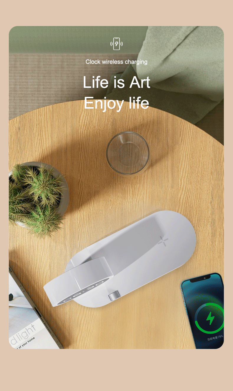 LC-0208  3-in-1 Wireless Charging Station with LED Clock & Night Light – Premium Corporate Gift Set