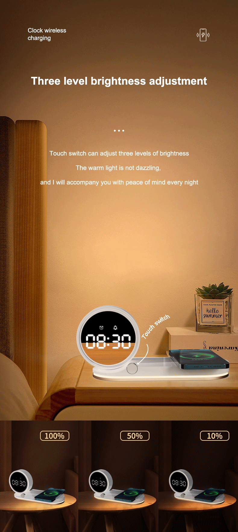LC-0208  3-in-1 Wireless Charging Station with LED Clock & Night Light – Premium Corporate Gift Set