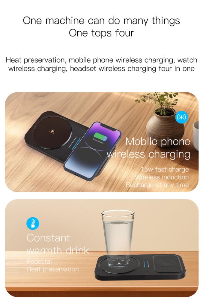 HC-809 4-in-1 Wireless Charging Station with Fast Drink Warmer – Premium Corporate Gift Set
