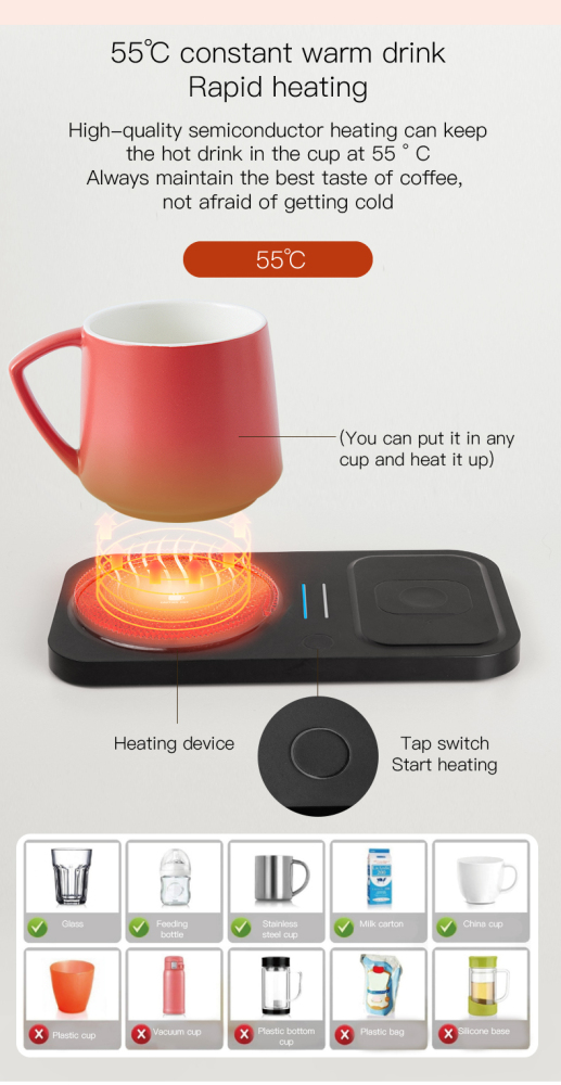 HC-809 4-in-1 Wireless Charging Station with Fast Drink Warmer – Premium Corporate Gift Set