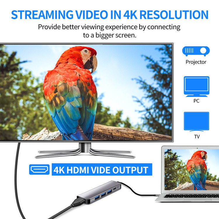 LC0602 5-in-1 USB-C Hub with Wireless Charging - product view 2
