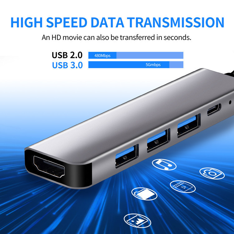 LC0602 5-in-1 USB-C Hub with Wireless Charging - product view 5