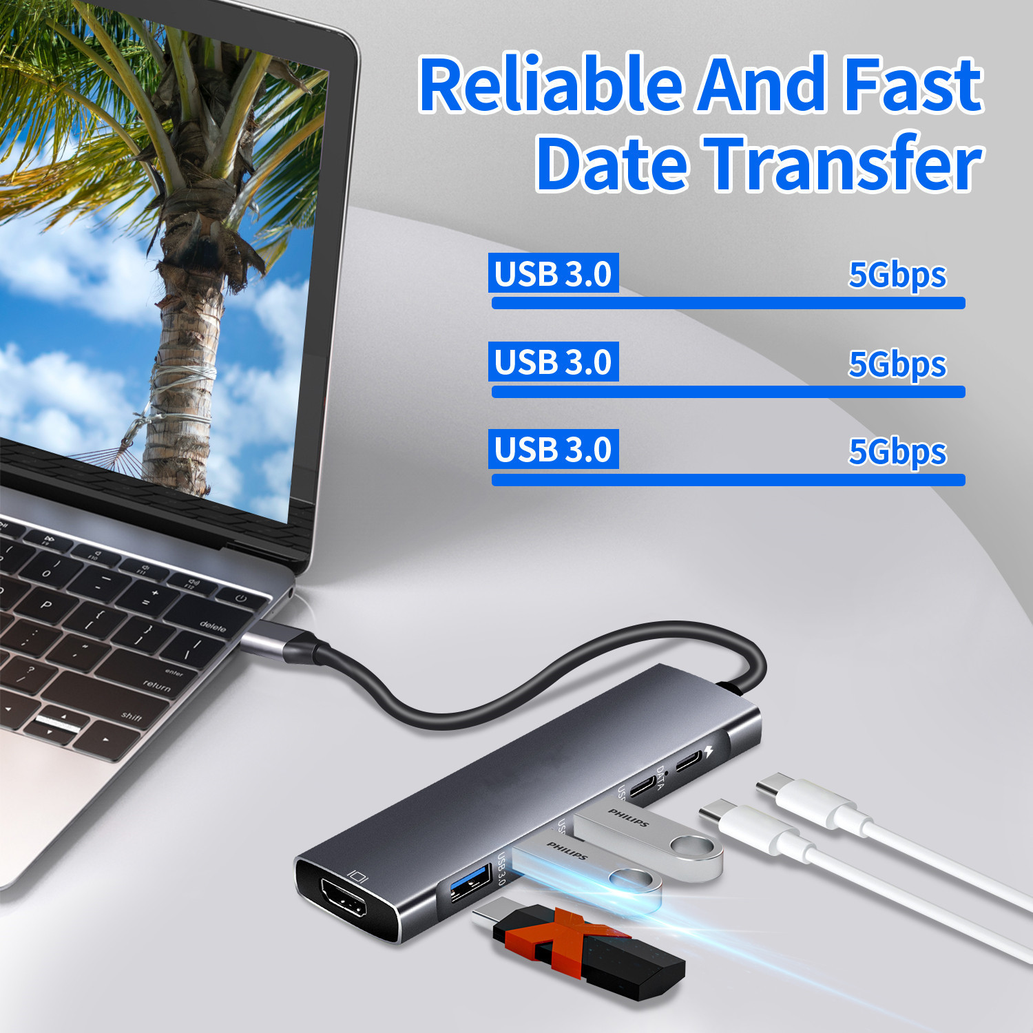 LC-0609 9-in-1 USB-C Hub with 100W Charging - product view 6