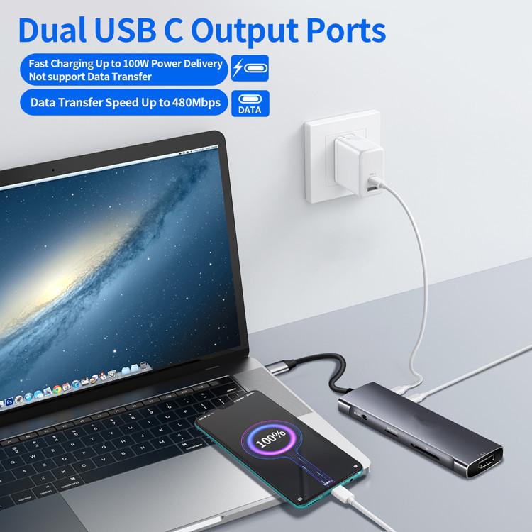 LC-0609 9-in-1 USB-C Hub with 100W Charging - product view 5