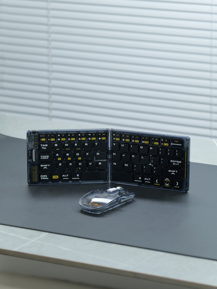 Transparent Foldable Wireless Keyboard & Mouse Gift Set | Portable Multi-Device Kit for Phone & Tablet with Custom Logo
