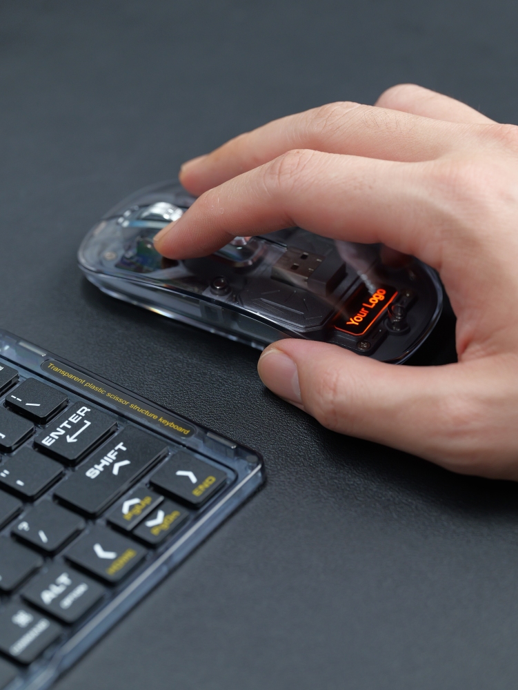 Transparent Foldable Wireless Keyboard & Mouse Gift Set | Portable Multi-Device Kit for Phone & Tablet with Custom Logo