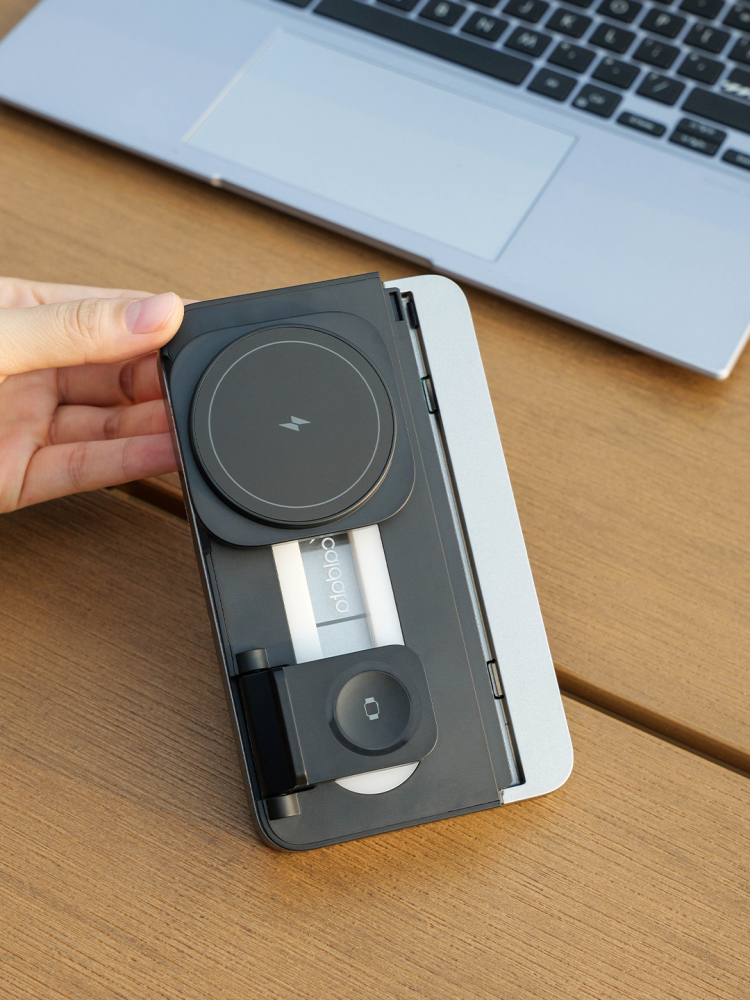 3-in-1 Foldable Wireless Charging Gift Set with Night Light | Phone, Watch & Earbuds Charger + Titanium Insulated Tumbler | Custom Logo