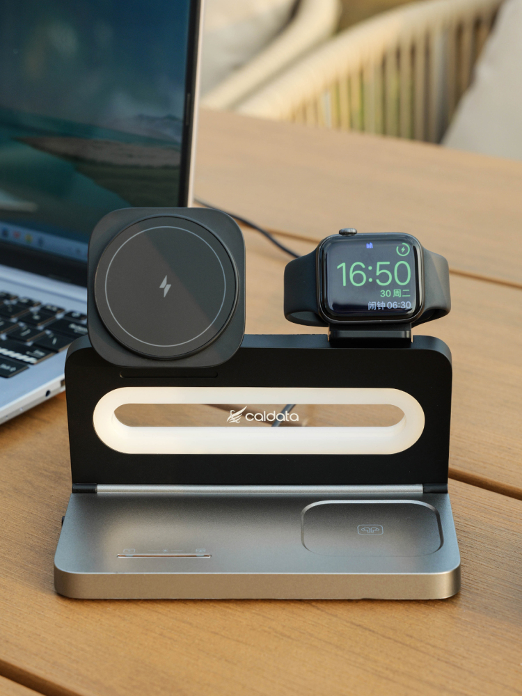 3-in-1 Foldable Wireless Charging Gift Set with Night Light | Phone, Watch & Earbuds Charger + Titanium Insulated Tumbler | Custom Logo