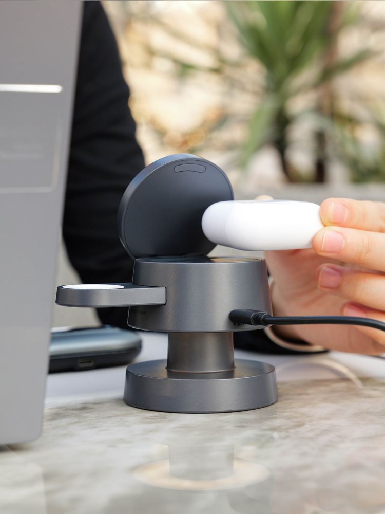 3-in-1 Mushroom Wireless Charging Gift Set with AI Translator Earbuds & Titanium Tumbler | Phone, Watch & Earbuds Charger | Custom Logo
