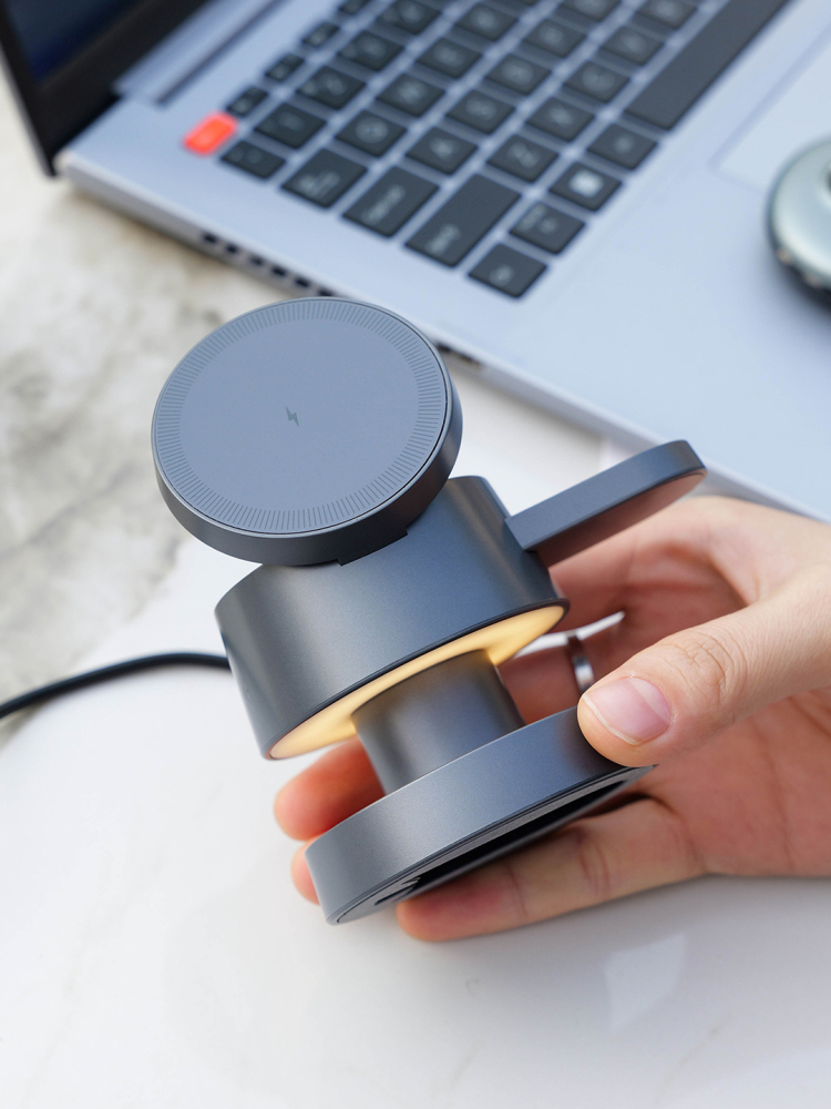 3-in-1 Mushroom Wireless Charging Gift Set with AI Translator Earbuds & Titanium Tumbler | Phone, Watch & Earbuds Charger | Custom Logo