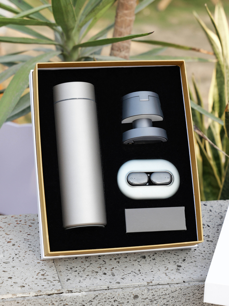 3-in-1 Mushroom Wireless Charging Gift Set with AI Translator Earbuds & Titanium Tumbler | Phone, Watch & Earbuds Charger | Custom Logo