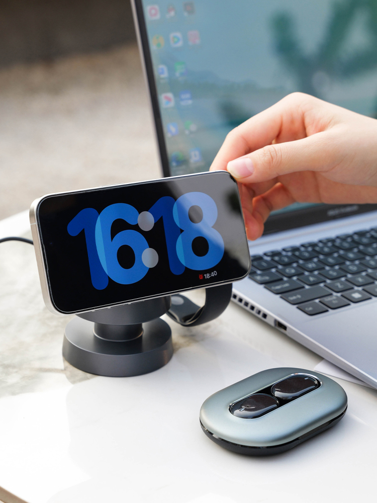 3-in-1 Mushroom Wireless Charging Gift Set with AI Translator Earbuds & Titanium Tumbler | Phone, Watch & Earbuds Charger | Custom Logo