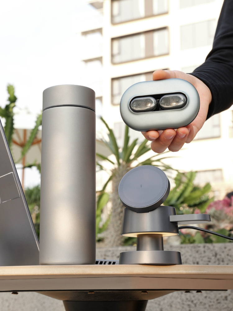 3-in-1 Mushroom Wireless Charging Gift Set with AI Translator Earbuds & Titanium Tumbler | Phone, Watch & Earbuds Charger | Custom Logo