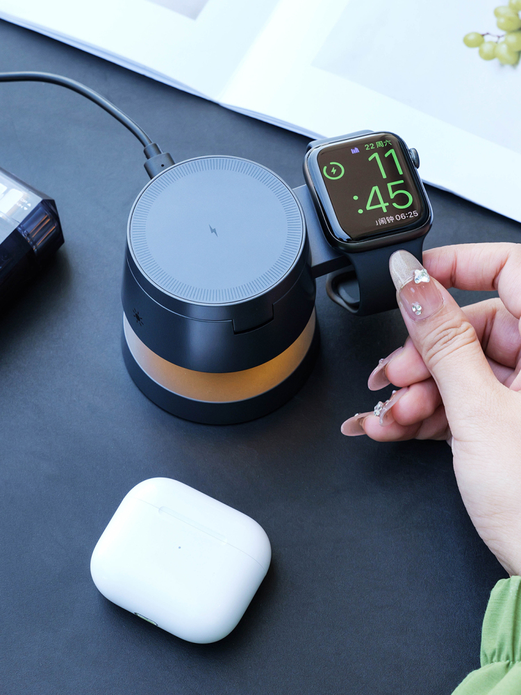3-in-1 Mushroom Wireless Charging Gift Set with Transparent Shaver | Phone, Watch & Earbuds Charger with Night Light | Custom Logo