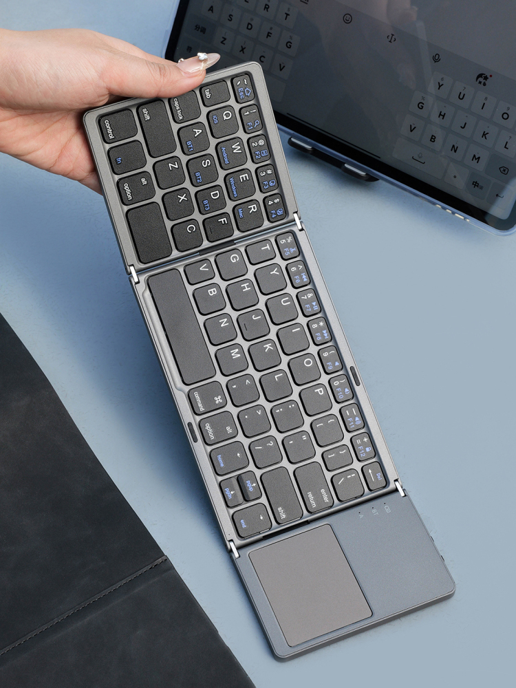 Foldable Wireless Keyboard Gift Set with Transparent Mouse & Wireless Charging Mouse Pad | Custom Logo Tech Kit