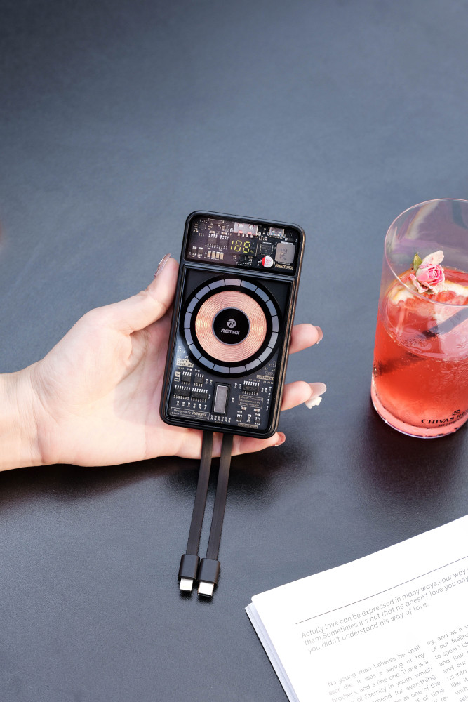 Transparent Magnetic Power Bank Gift Set with AI Translator Earbuds (150 Languages) | Smart Display Case | Custom Logo