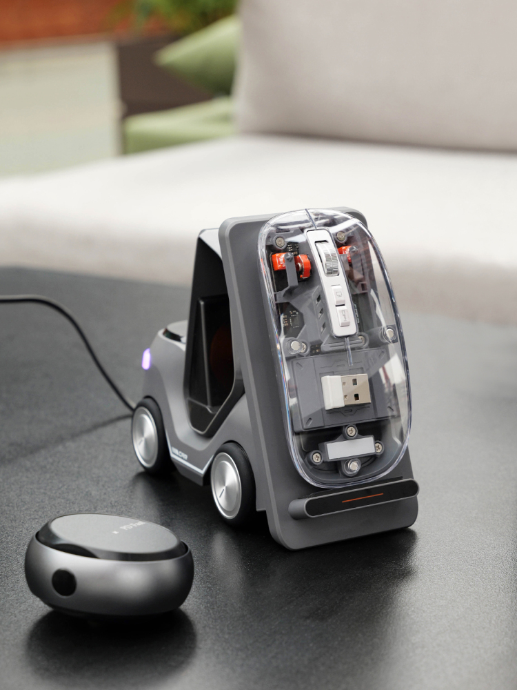 Car-Shaped 3-in-1 Wireless Charging Set with Transparent Mouse | Phone, Watch & Earbuds Charger | Custom Logo Tech Gift