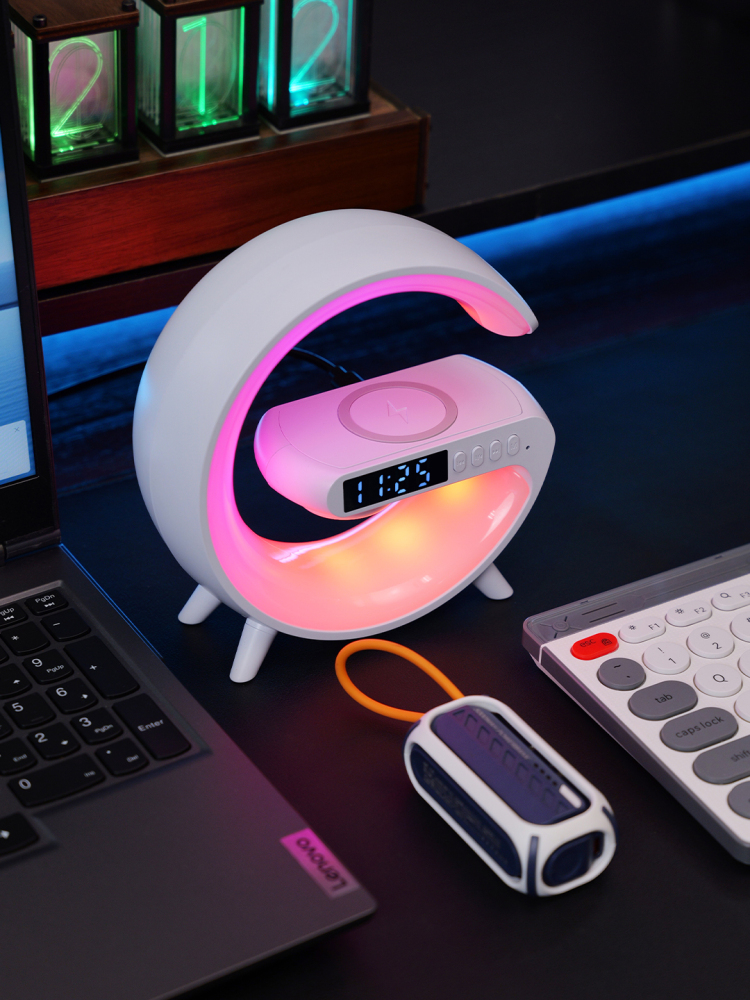 Moon Lamp Wireless Charging Gift Set with Bluetooth Speaker, Alarm Clock & Mini Power Bank | Custom Logo