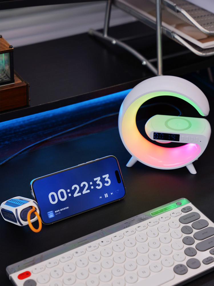 Moon Lamp Wireless Charging Gift Set with Bluetooth Speaker, Alarm Clock & Mini Power Bank | Custom Logo