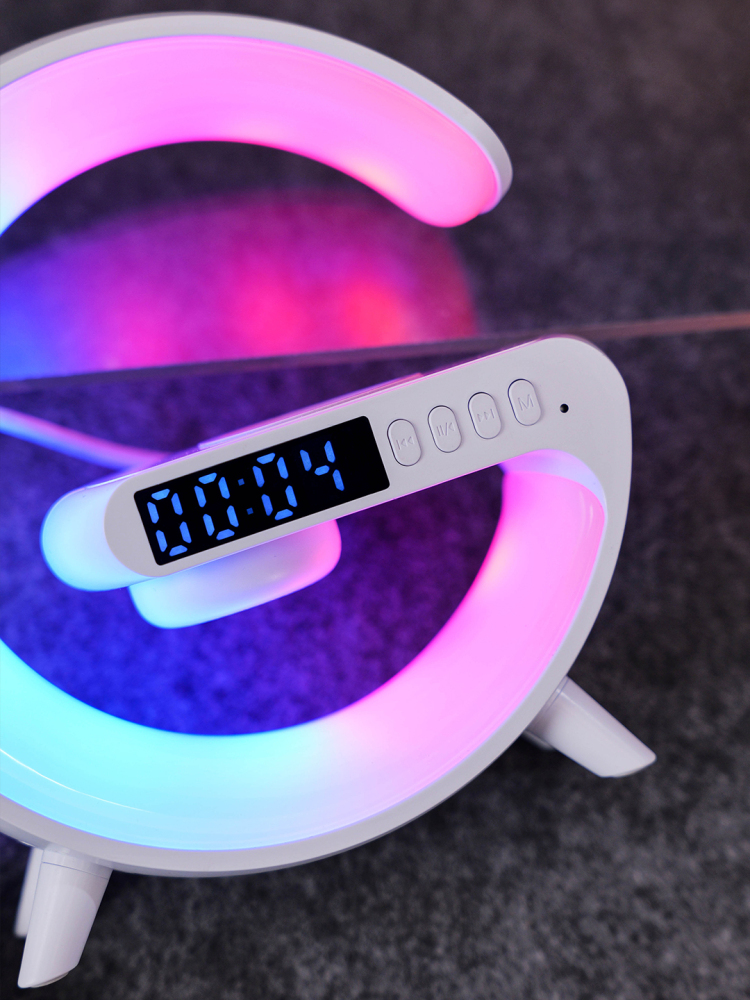 Moon Lamp Wireless Charging Set with Bluetooth Speaker & Alarm Clock | Adjustable Light Charger + Transparent Mouse | Custom Logo