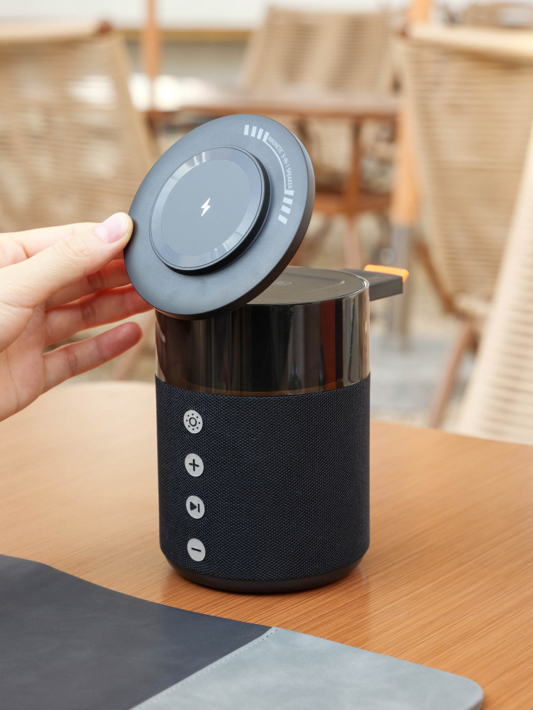 Wireless Charging Desk Gift Set | Charging Mouse Pad, 3-in-1 Bluetooth Speaker, Foldable Slide Mouse & AI Translator Earbuds | Custom Logo