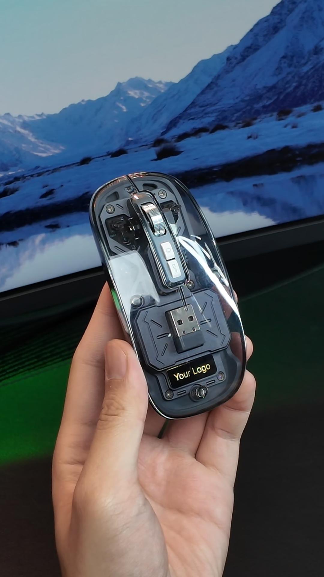 Transparent Wireless Mouse with Light-Up Logo - product view 10
