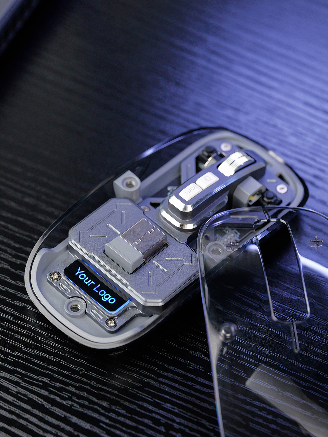 Transparent Wireless Mouse with Light-Up Logo - product view 3