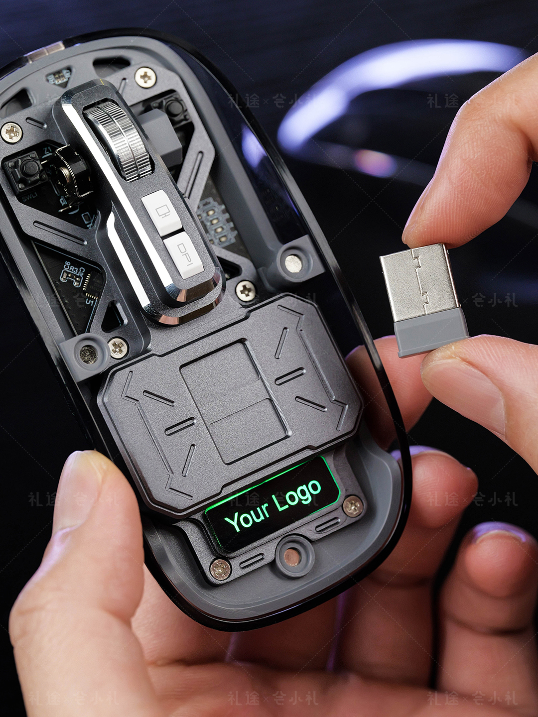 Transparent Wireless Mouse with Light-Up Logo - product view 8