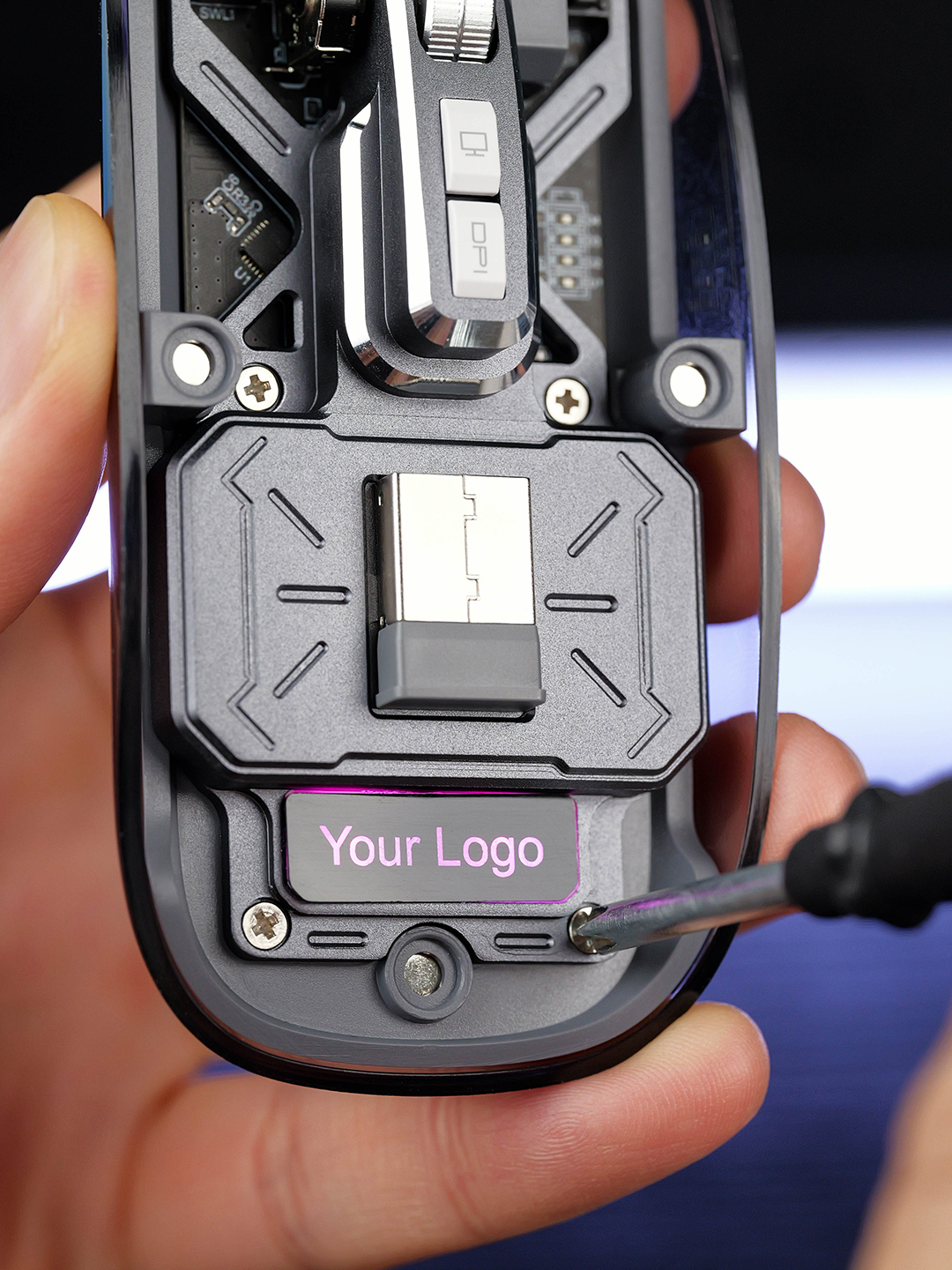 Transparent Wireless Mouse with Light-Up Logo - product view 7