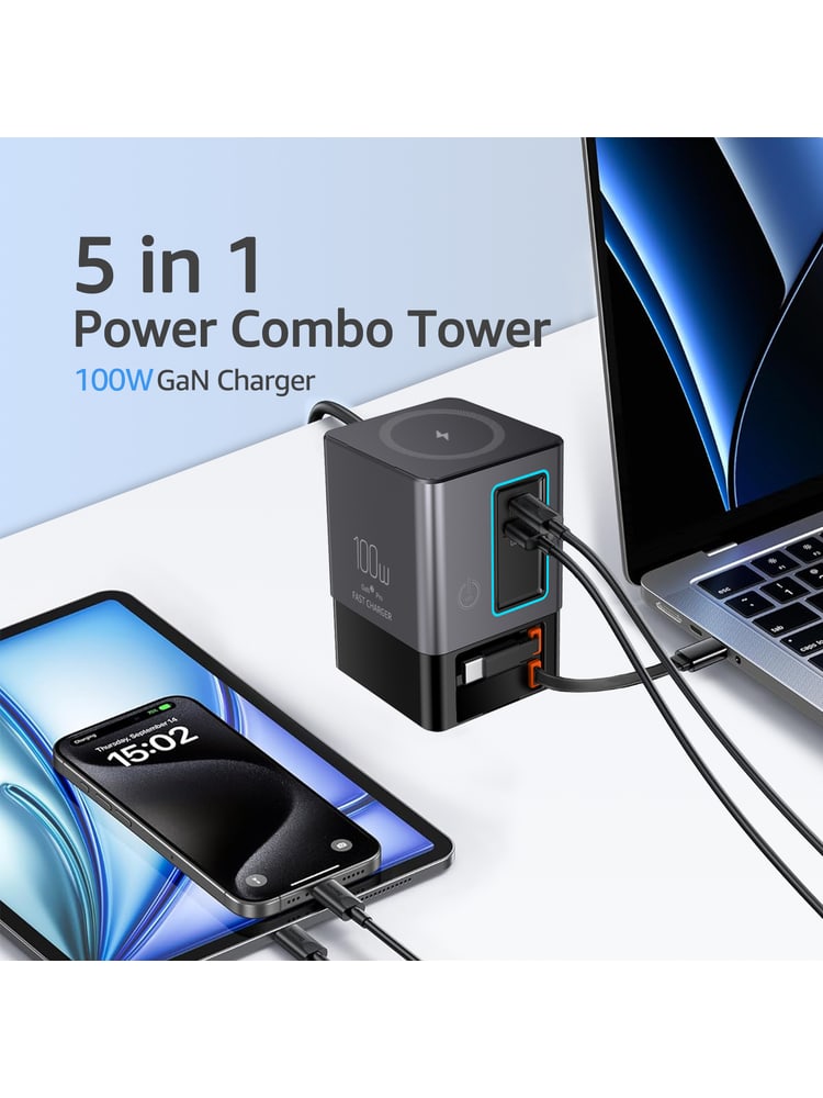 I116PRO 100W功率 5合1设计 GaN氮化镓方案 桌面充电站