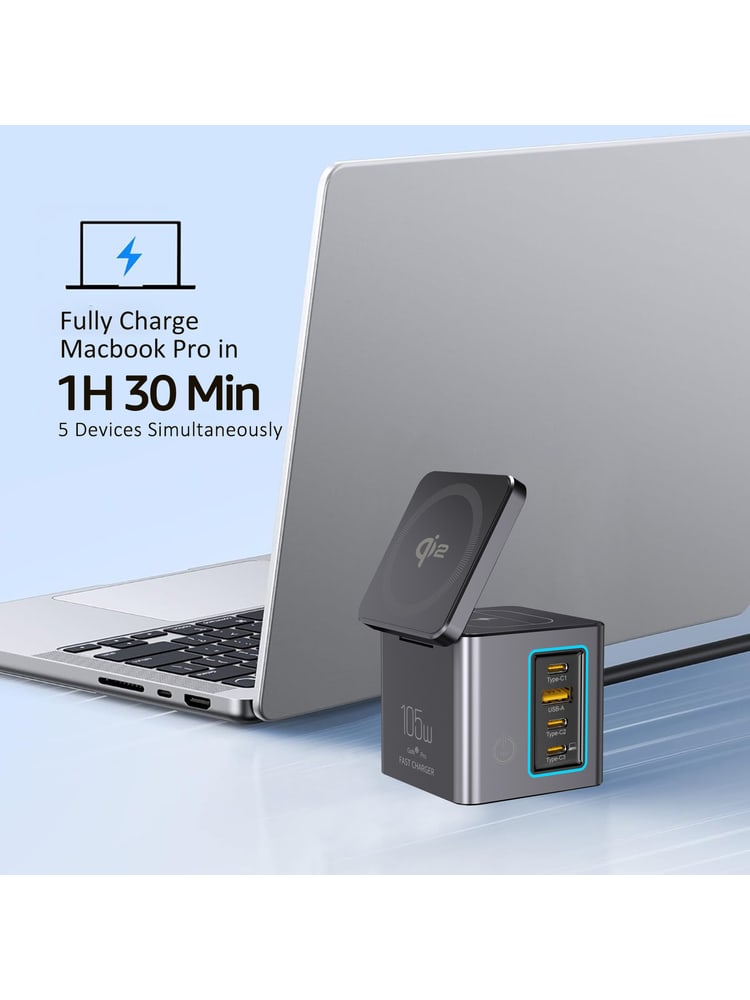 I113MAX 105W功率 6合1设计 Qi2 GaN氮化镓方案 桌面充电站产品图 6