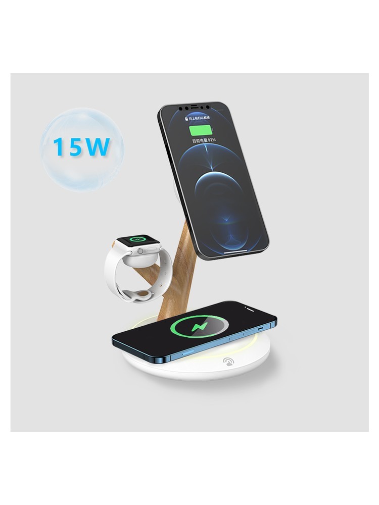 TH02 3-in-1 15W Magnetic Wireless Charging Station with LED Atmosphere Light