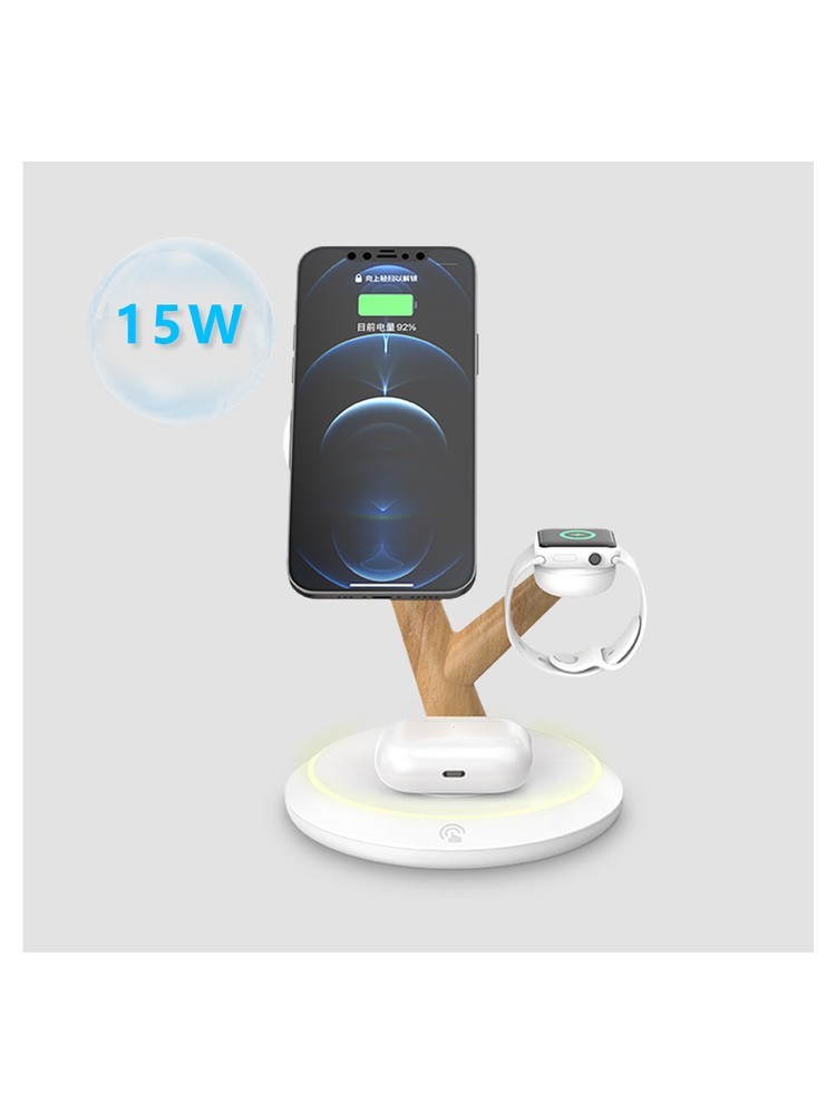 TH02 3-in-1 15W Magnetic Wireless Charging Station with LED Atmosphere Light - product view 2
