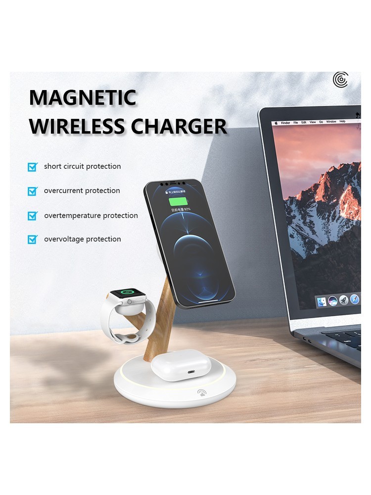 TH02 3-in-1 15W Magnetic Wireless Charging Station with LED Atmosphere Light - product view 4