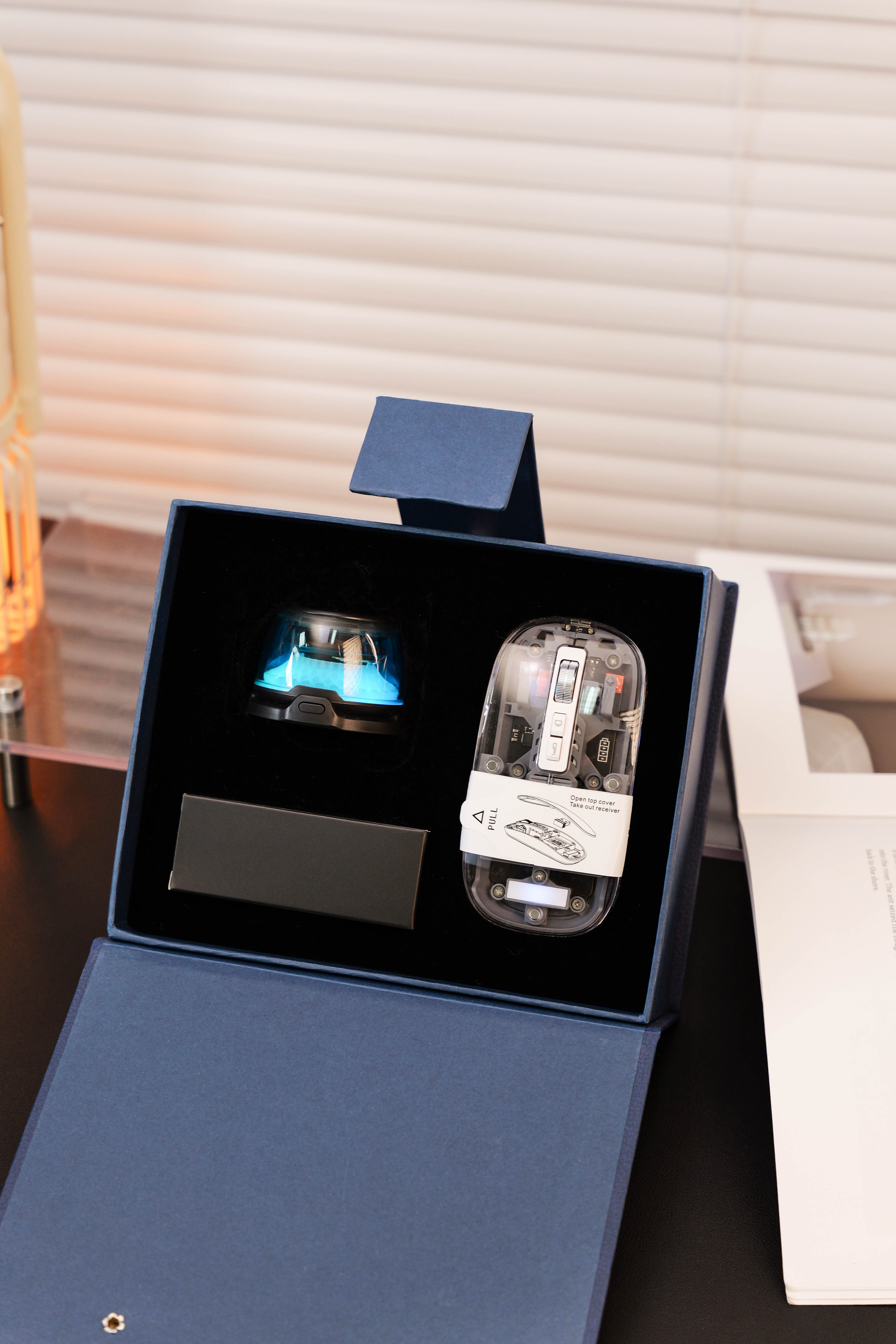 Transparent Tri-Mode Mouse with 5000mAh Capsule Emergency Power Bank & 100W Mecha 3-in-1 Charging Cable, 3-Piece Smart Office Gift Set