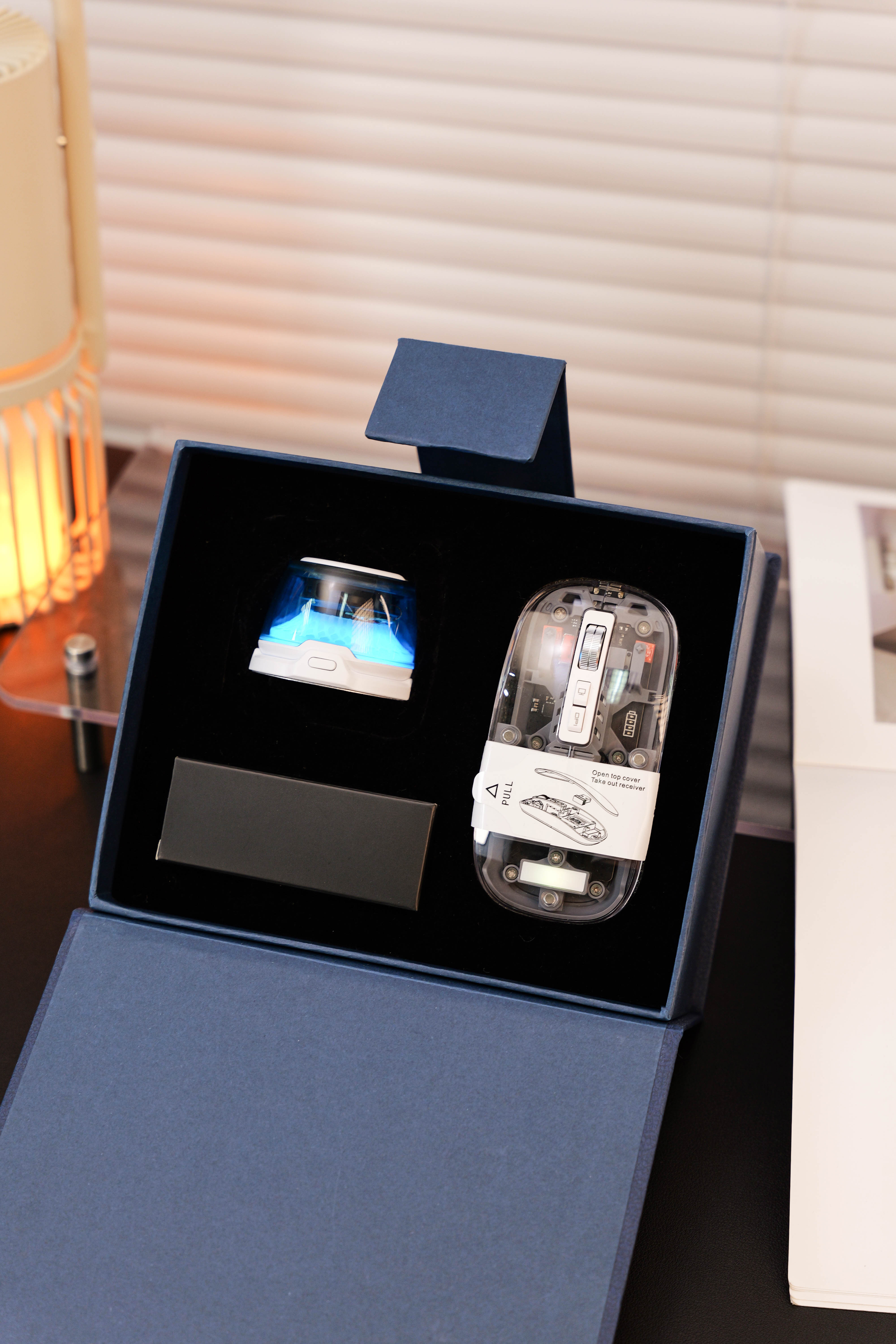 Transparent Tri-Mode Mouse with 5000mAh Capsule Emergency Power Bank & 100W Mecha 3-in-1 Charging Cable, 3-Piece Smart Office Gift Set