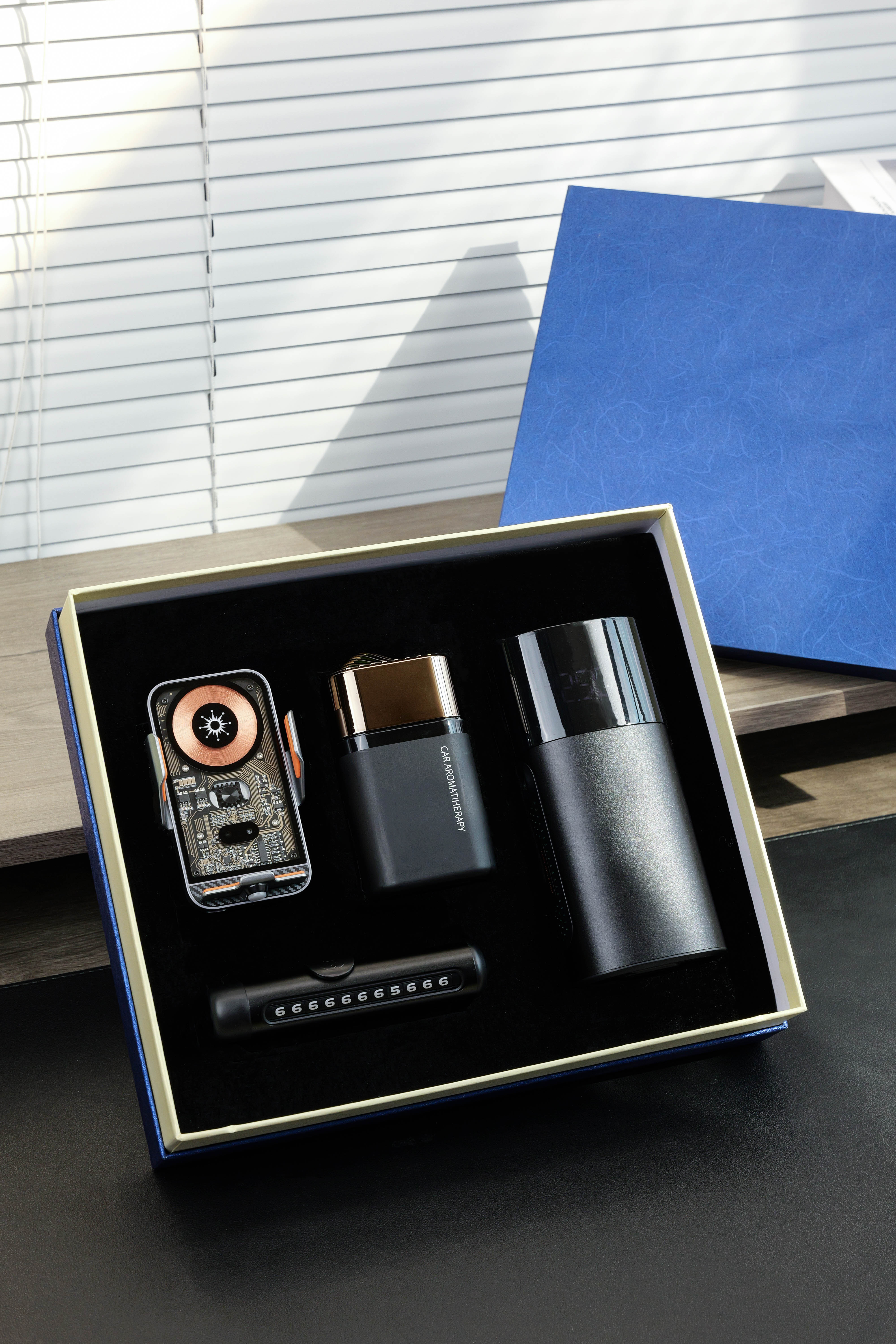 Car Mount, Parking Plate & Window Breaker & Bluetooth Speaker, 3-Piece Car Emergency Gift Set