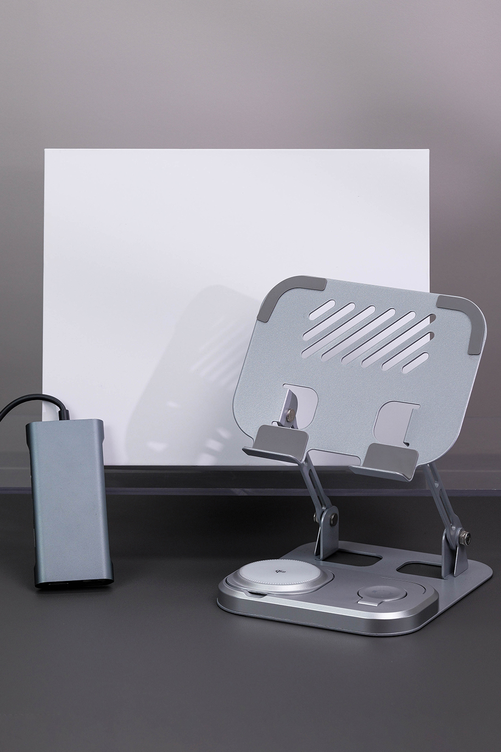 Tablet Stand Multi-Function Wireless Charger & 11-in-1 Gigabit Docking Station, 2-Piece Smart Office Gift Set