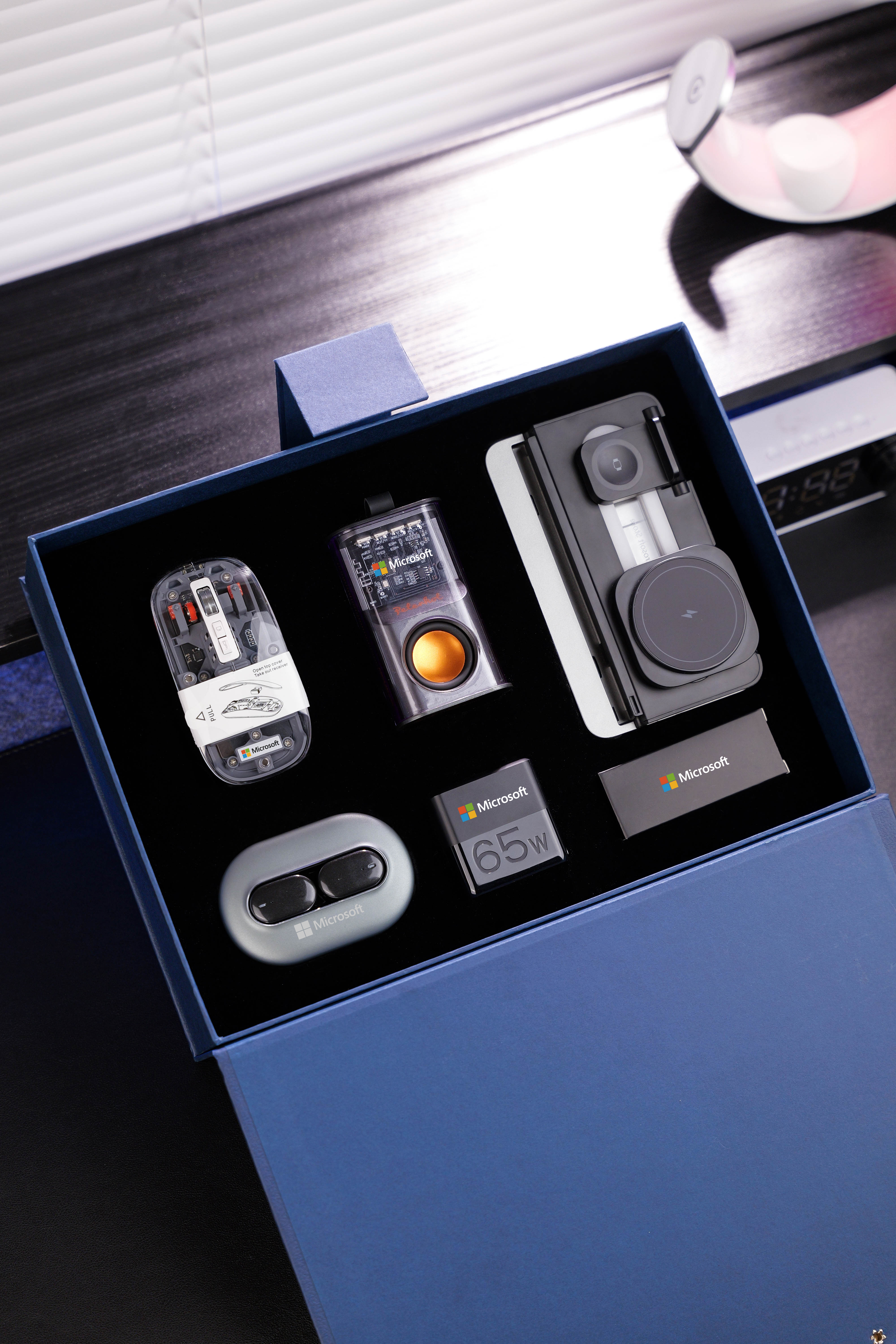 Astronaut 3-in-1 Wireless Charger & Transparent Mecha Bluetooth Speaker, 2-Piece Desk Tech Gift Set