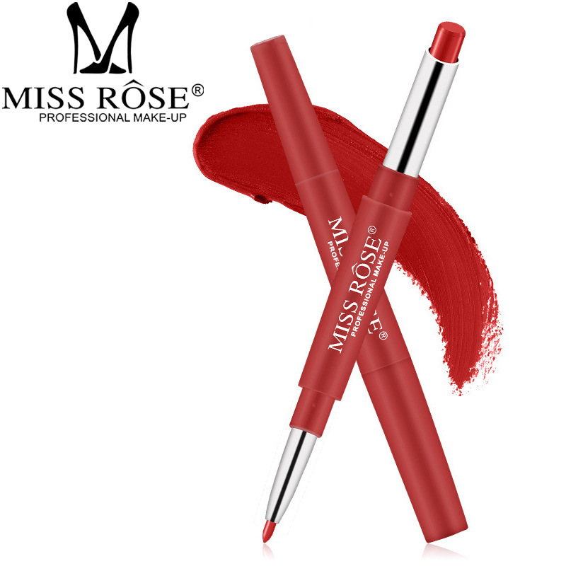 MISS ROSE跨境欧美双头唇线笔+口红套装保湿润泽持妆不粘杯润唇膏