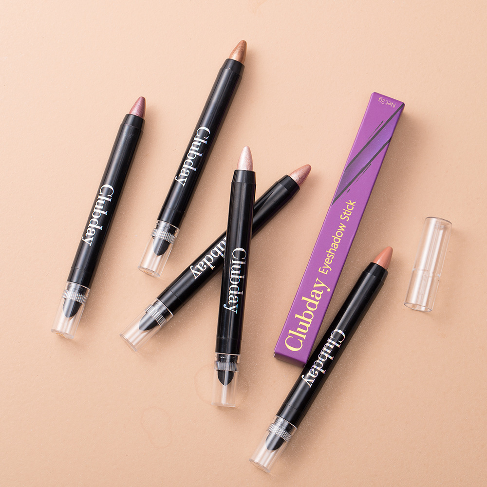 Clubday cross-border double-headed pearlescent eyeshadow stick long-lasting waterproof lazy eye makeup brightening highlight eye shadow pen