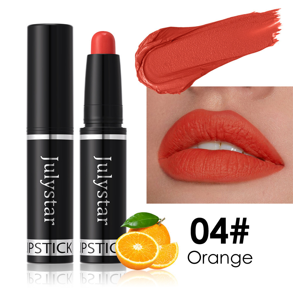 Julystar cross-border wholesale matte makeup lipstick pen hot sale rotating velvet long-lasting non-stick cup lipstick