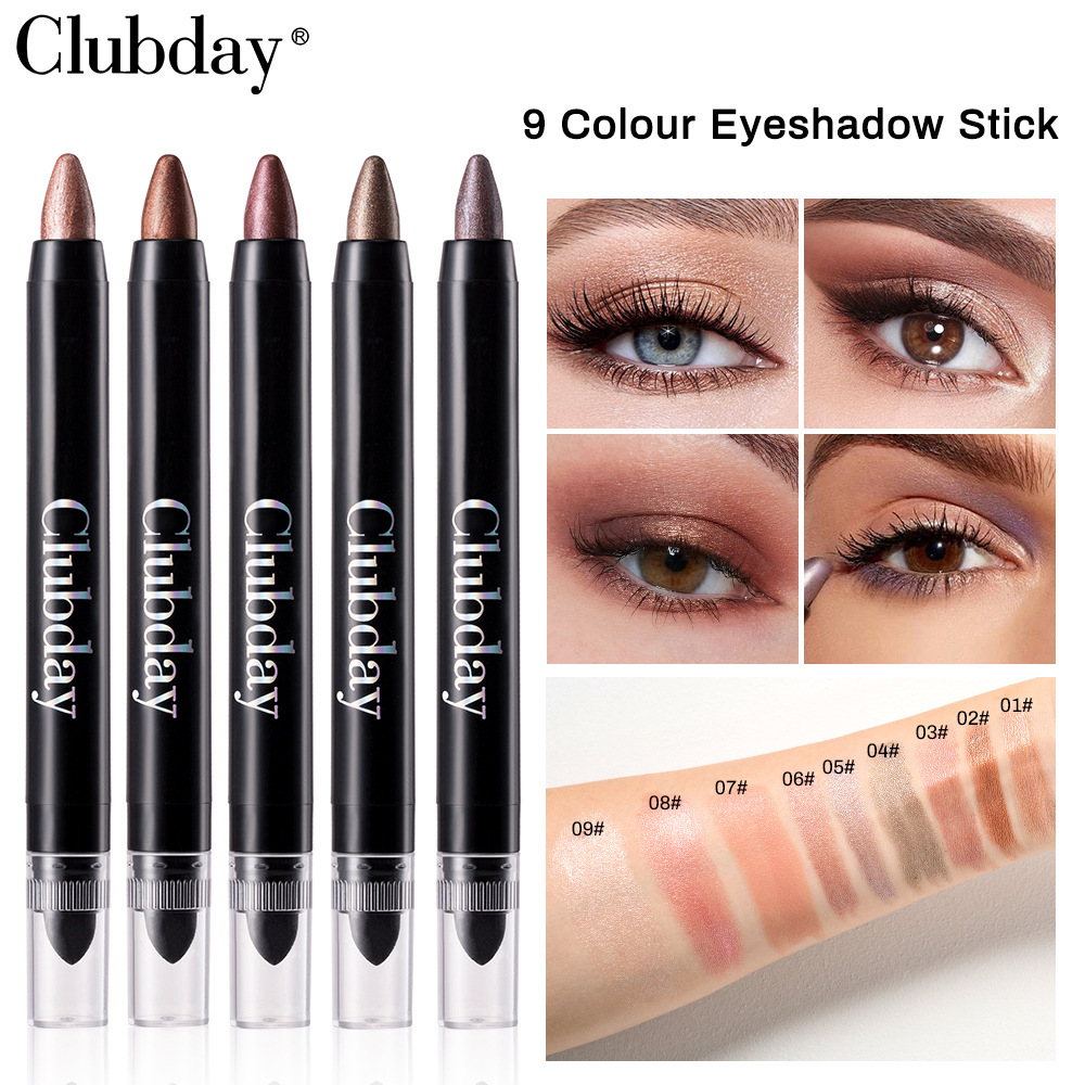 Clubday cross-border double-headed pearlescent eyeshadow stick long-lasting waterproof lazy eye makeup brightening highlight eye shadow pen