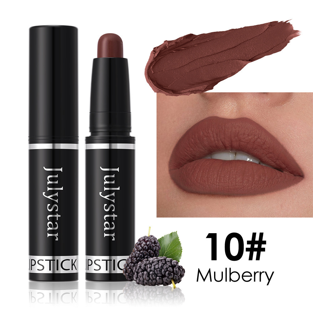 Julystar cross-border wholesale matte makeup lipstick pen hot sale rotating velvet long-lasting non-stick cup lipstick