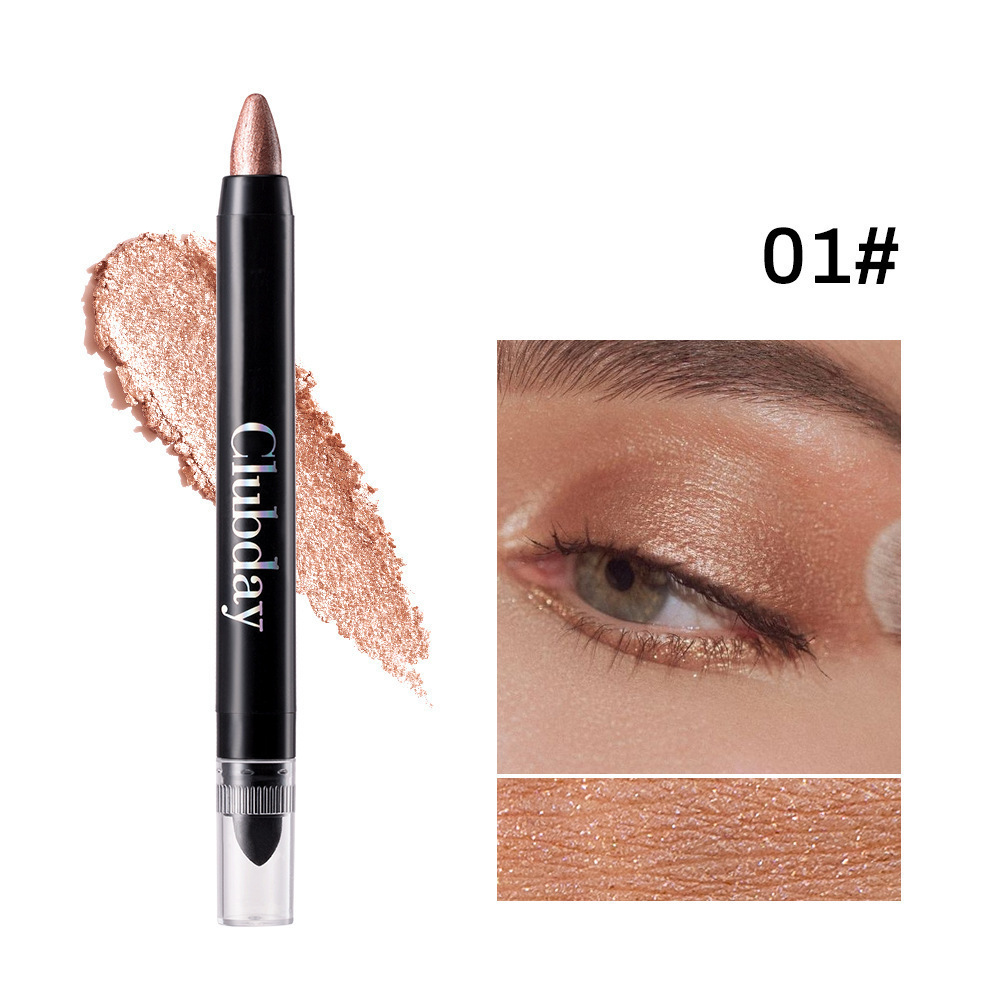 Clubday cross-border double-headed pearlescent eyeshadow stick long-lasting waterproof lazy eye makeup brightening highlight eye shadow pen