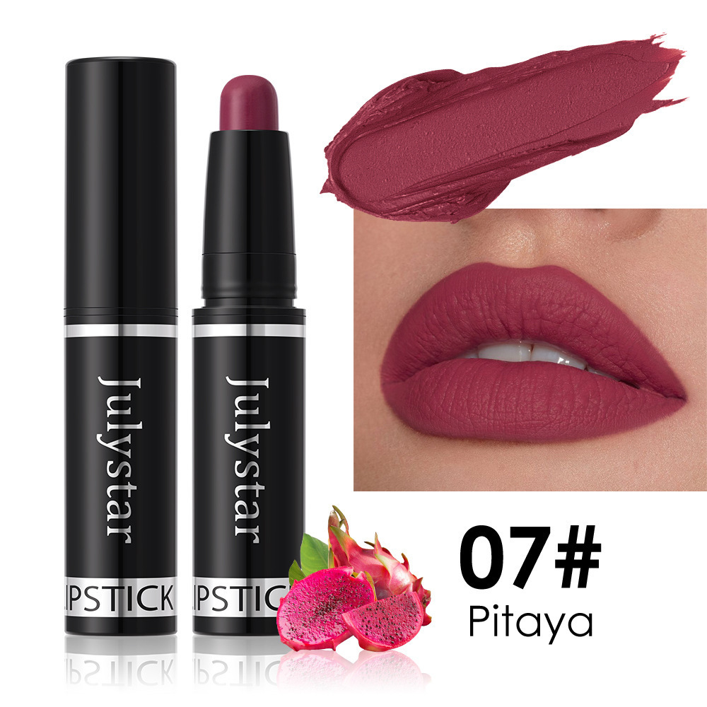 Julystar cross-border wholesale matte makeup lipstick pen hot sale rotating velvet long-lasting non-stick cup lipstick